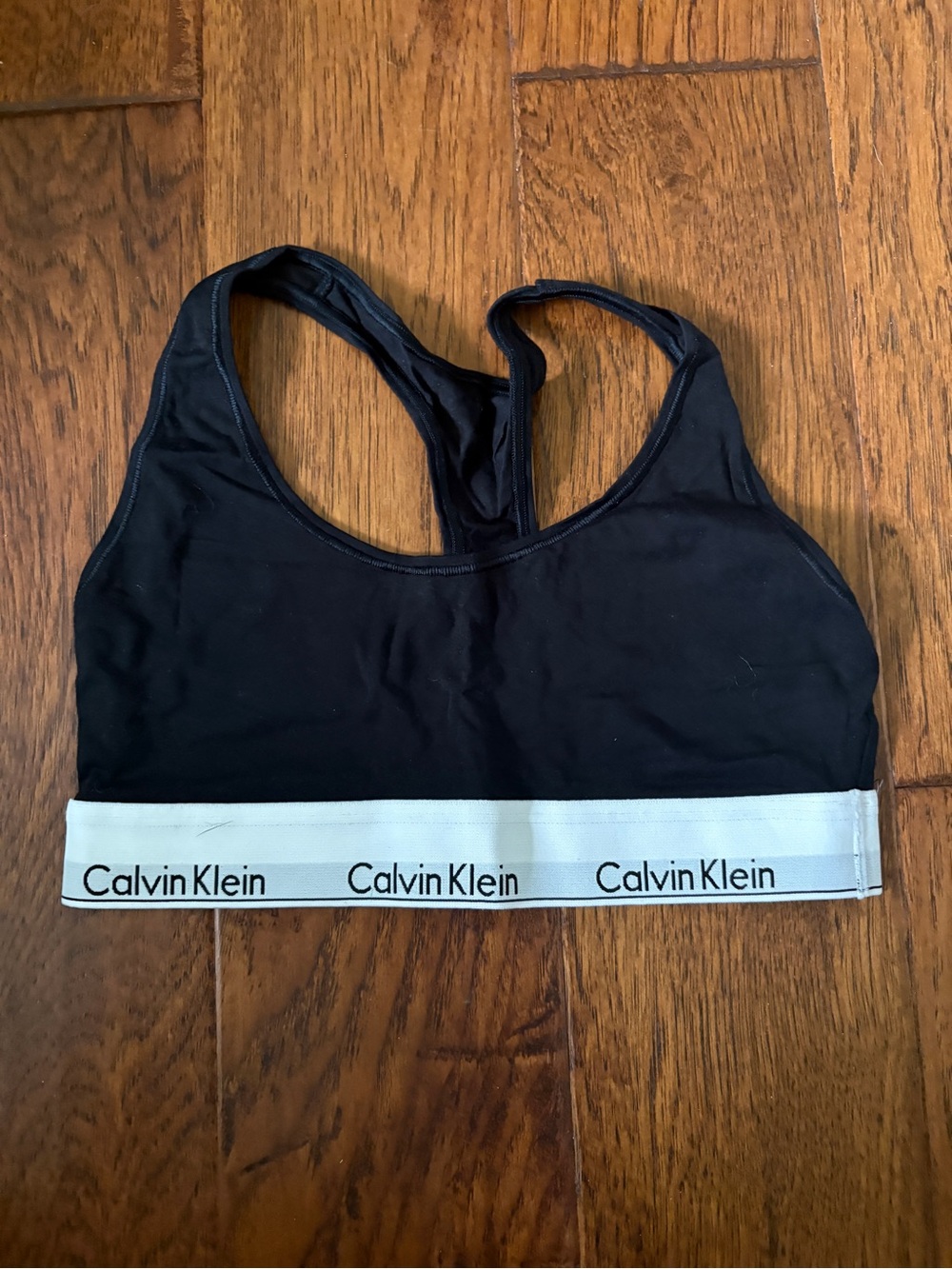 Calvin Klein Black Sports Bralette with White Logo Band